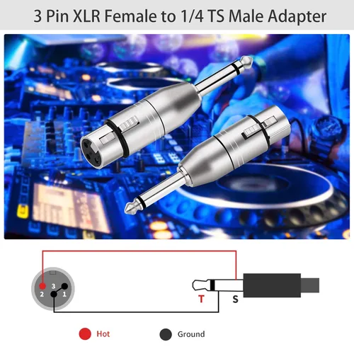 Miniatura 3 de Tisino XLR hembra a 1/4 "TS Mono Adaptador, adaptador XLR hembra desequilibrado a un cuarto de pulgada 0.250 in macho - 2 unidades XLRF a 1/4" TS