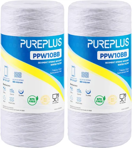 Miniatura 12 de PUREPLUS 1 Micron 10 x 4.5 Whole House String Wound Sediment Filter for Well Water, Replacement Cartridge for 84637, WPX5BB97P, PC10, CW5-BBS