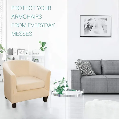 Miniatura 2 de Fundas de terciopelo para silla de bañera de 2 piezas con funda de cojín, fundas de alta elasticidad para sillón de club, funda protectora
