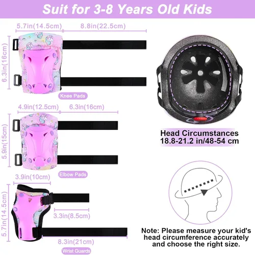 Miniatura 4 de Casco para niños, casco de bicicleta para niños pequeños con pegatinas DIY Unicornio, rodilleras y coderas ajustables, juego de protección para Rosa