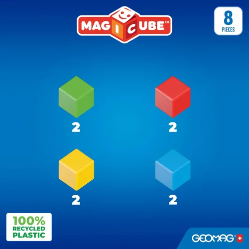 Miniatura 2 de Geomag Magicube 8 bloques magnéticos – Bloques de construcción magnéticos para niños de 1 a 3 años, juguetes Montessori para niños de 1 año