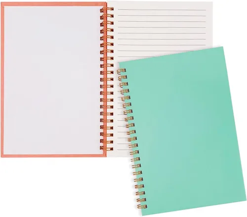 Paquete de 2 cuadernos de tapa dura con renglones universitarios en espiral, bloc de notas y cuaderno de bocetos para estudiantes, oficina y diario