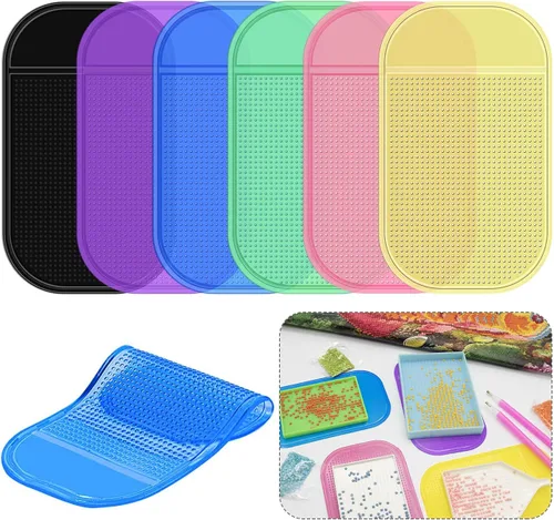 6 piezas de herramientas antideslizantes para pintura de arte de diamante, almohadilla de gel pegajosa, soporte universal antideslizante para