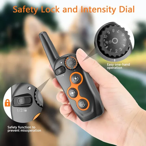 Miniatura 4 de Collar de entrenamiento para perros, collar de choque para perros IPX7 impermeable con control remoto de alcance de 1300 pies, 3 modos de Naranja