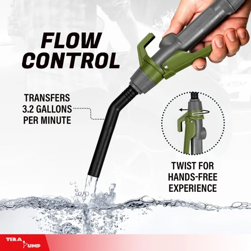 Miniatura 4 de TERA PUMP Bomba de transferencia de líquido de batería recargable 2 veces más potente, flujo hasta 20% más rápido, 12.1 litros por minuto, boquilla