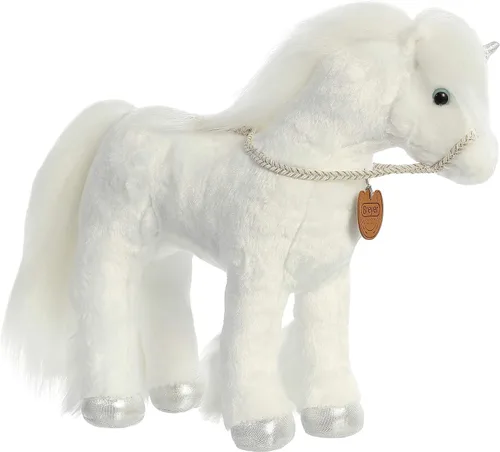 Aurora® Exquisito Breyer® Xavier Peluche - Detalles realistas - Juego imaginativo - Blanco 13 pulgadas
