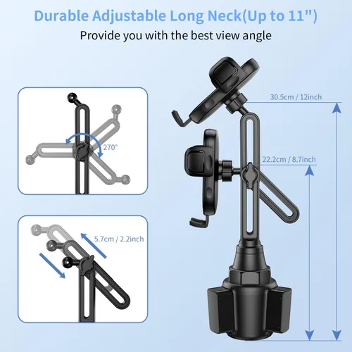 Miniatura 9 de bokilino Soporte de Teléfono de Copa para Automóvil, [Versión Mejorada] Soporte Universal de Copa para Teléfono con Cuello Largo y Ajustable