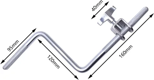 Miniatura 2 de Soporte de brazo de cencerro de forma de Z 3/8" accesorios de montaje de percusión acero cromado