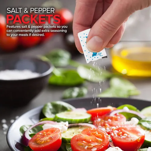 Miniatura 3 de Juego de cubiertos de plástico envueltos individualmente con servilleta + paquetes de sal y pimienta en blanco (250 unidades) bolsas de cubiertos
