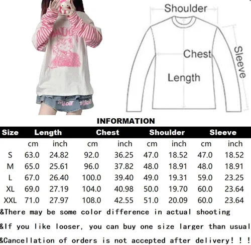 Miniatura 7 de Camisetas de manga larga de anime para mujer, retazos, Kawaii Harajuku, falsas de dos piezas góticas