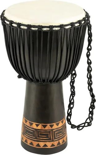 Miniatura 14 de Instrumento de círculo de tambores de mano Djembe, Serie Headliner de caoba tallada — NO HECHO EN CHINA — Cuerdas de tejido africano Mali