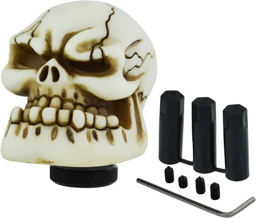 Miniatura 3 de Pomo de palanca de cambios de resina de calavera para automóvil, pomo de palanca de cambios de transmisión brillante para la mayoría de vehículos