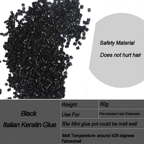 Miniatura 3 de Pegamento de queratina italiana para cabello adhesivo para uñas de fusión caliente/I Tip Extensiones de cabello 2.82 oz- Negro