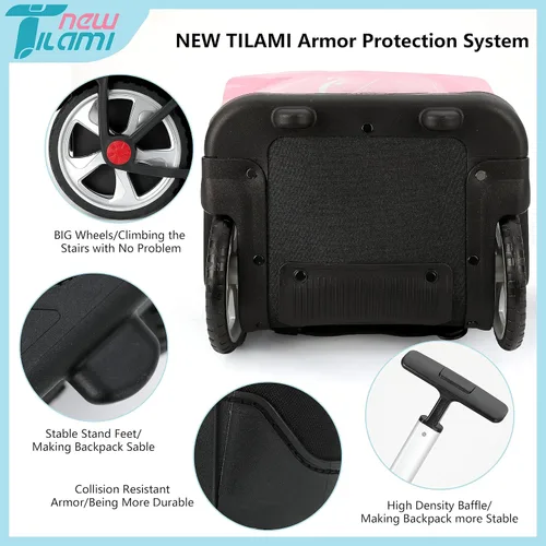 Miniatura 24 de NEW TILAMI Mochila con ruedas de 19 pulgadas con bolsa de almuerzo para niñas y niños, mochila para laptop con ruedas, bolsa de mano duradera