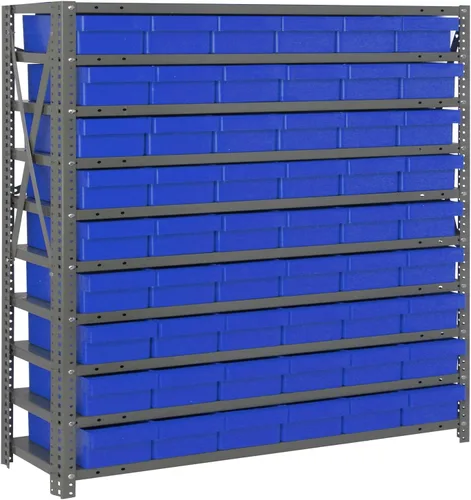 Miniatura 623 de Quantum QSBU-245BK Heavy Duty Shelving Unit with (7) Shelves and (24) QUS245 Black Bins for Garage Warehouse Storage Distribution 400 lb Load