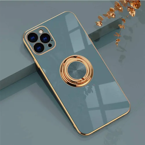 Miniatura 96 de Compatible con iPhone 11 Kickstand, anillo de rotación de 360 grados integrado con borde de oro rosa brillante que funciona con soporte magnético