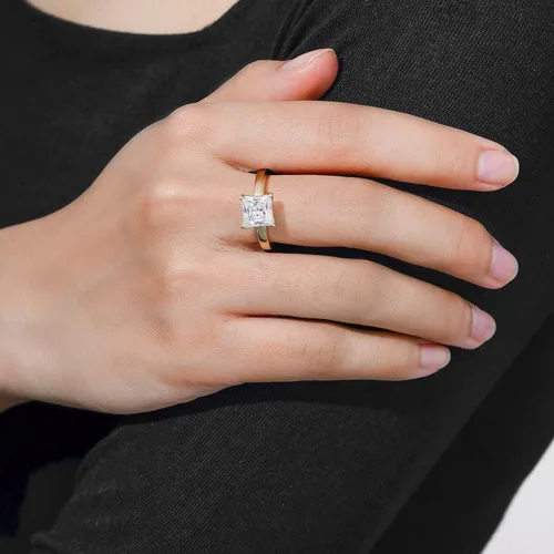 Miniatura 2 de Tienda Collection Anillo solitario de plata de ley chapada en platino o oro con circonita infinita de elementos