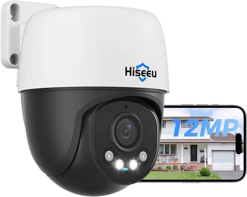 Miniatura 10 de Hiseeu Seguimiento automático + audio de 2 vías: cámara de seguridad con cable PoE de 5MP para exteriores, PTZ 300° Pan 90 Tilt Digital Zoom
