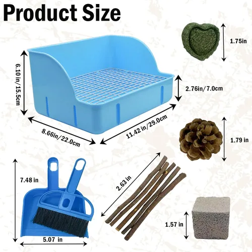 Miniatura 2 de 12 Piezas Cajas de Arena para Conejos para Jaula, Entrenador de Orinal Esquinero para Conejito Cobaya, Inodoro de Rejilla Cuadrada de Plástico, Caja