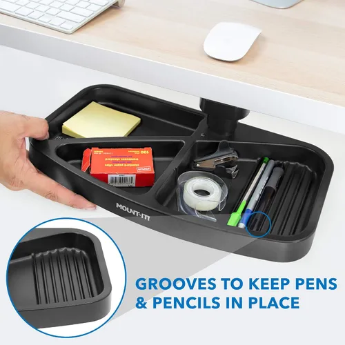 Miniatura 4 de Mount-It! Cajón montado debajo del escritorio, bandeja giratoria debajo del escritorio para clip de papel, bolígrafo y otros suministros de oficina