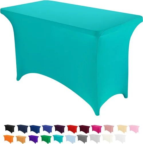 Miniatura 55 de Peomeise - Funda de mesa de elastano de 4 pies, mantel rectangular elástico de elastano (verde manzana, 4 pies)