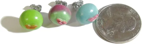 Miniatura 2 de Conophytum Pageae - Lips Plant - Succulent Earrings - Purple & Mint - Tiny Food Jewelry