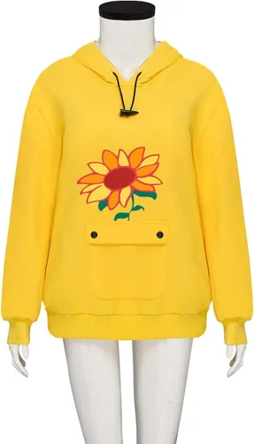 Miniatura 4 de LOADREAM Ai Ohto Hoodies Girls Women Wonder Egg Priority Japanese Cute Anime Pullover Hooded Sunflowers Yellow Tops