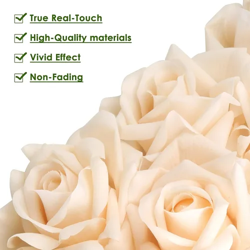 Miniatura 3 de Eyamumo 7 rosas artificiales, flores artificiales de seda sintética, flores falsas de tacto real, decoración de bricolaje para bodas, fiestas