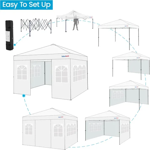 Miniatura 7 de Yaheetech Tienda de campaña desplegable de 10 x 10 pies con 4 paredes laterales y configuración de un solo empuje y bolsa enrollable, tienda