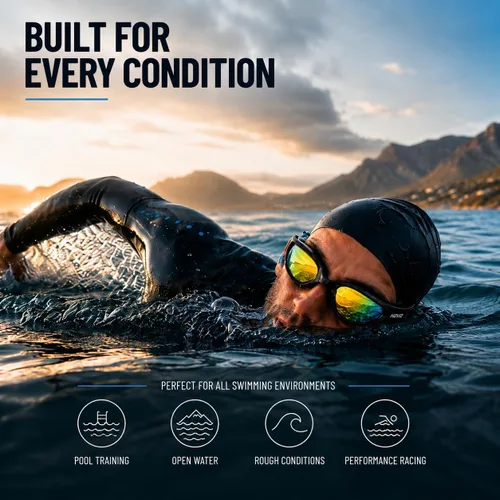 Miniatura 4 de Gafas de natación polarizadas, antivaho y protección UV400, antifugas, incluye tapones para los oídos Pro Swim Hombres Mujeres Adolescentes