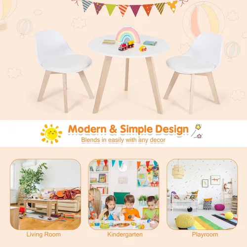 Miniatura 8 de KOTEK Juego de mesa y silla para niños, mesa de actividades para niños y 2 sillas con asiento acolchado para edades de 3 a 8 años, juego de mesa
