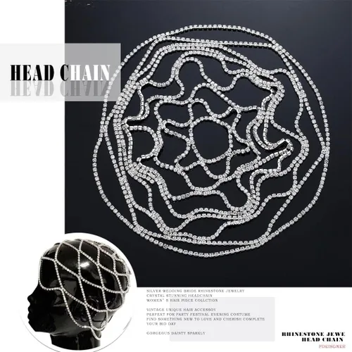 Miniatura 6 de Cadena de cabeza de diamantes de imitación de los años 20, accesorios para el cabello para mujer