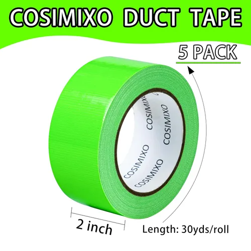 Miniatura 2 de COSIMIXO Paquete de 5 cintas adhesivas verdes resistentes, 2 pulgadas x 30 yardas, fuerte, flexible, sin residuos, para todo tipo de clima