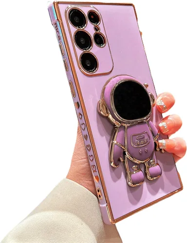 Miniatura 71 de phylla Funda de teléfono para Samsung Galaxy S22 Ultra de 6.8 pulgadas, funda de teléfono con soporte de astronauta chapado de lujo con bonito