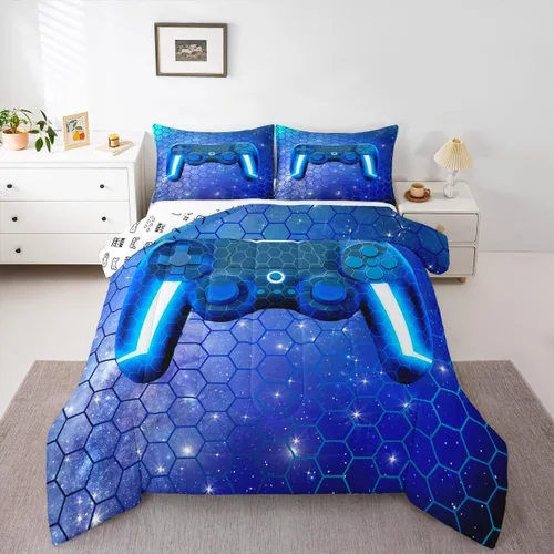 Miniatura 33 de Edredón de videojuegos para niños y adolescentes, juego de ropa de cama individual, juego de edredón para niños y jugadores, decoración del hogar