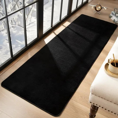 Miniatura 5 de Przemy Alfombras negras lavables para dormitorio, sala de estar, alfombra de pasillo de 2 x 6 pies, alfombra de interior de espuma viscoelástica