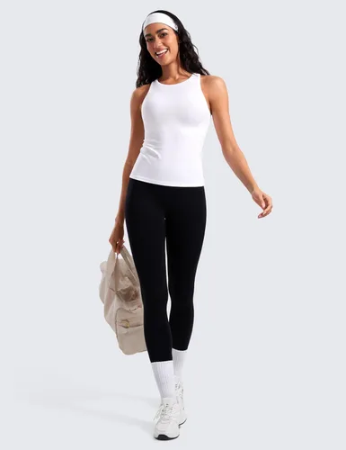 Miniatura 5 de CRZ YOGA Butterluxe - Camiseta sin mangas de entrenamiento para mujer, con espalda cruzada, acolchada, cuello alto, para yoga, atlética con brasier