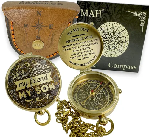 Miniatura 15 de Brass Compass Gift to My Son Never Forget I Love You, Sentimental Keepsake from Mom Dad Grandparents, Inspirational Guidance Compass Gift for Son