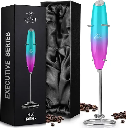 Miniatura 34 de Varita de espumador de leche mini y potente – Potente espumador de café de mano, mezclador de bebidas operado con batería – Tamaño de bolsillo Azul