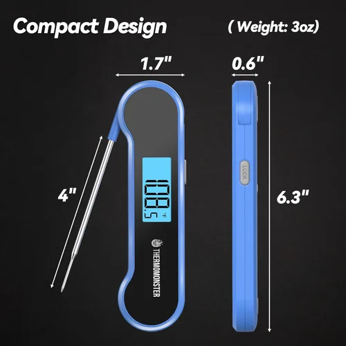 Miniatura 3 de Termómetro digital de lectura instantánea de 0.5 segundos para carne con precisión de ± 0.5 ℉, termómetro de alimentos para cocinar utensilios