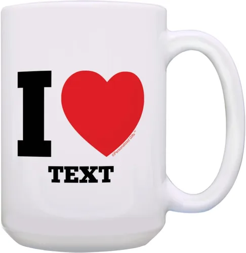 Miniatura 11 de Personalized Gifts Custom Love Gifts I Heart Add Your Text Taza de café de cerámica de 11 oz con asa 11oz - Corazón