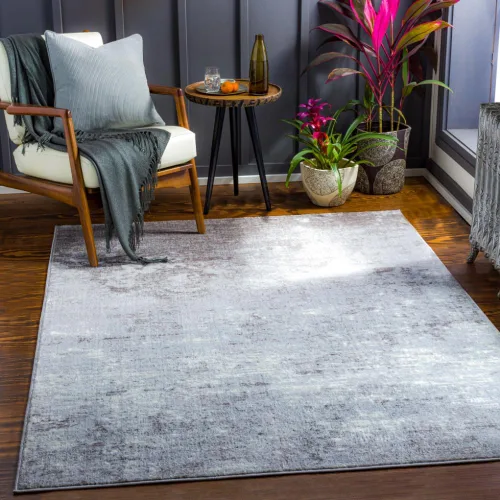 Miniatura 7 de Livabliss Choukri - Alfombra abstracta moderna de 7 pies 10 pulgadas, redonda, gris plateado