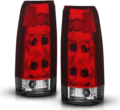 AmeriLite Juego de luces traseras de freno de repuesto para Chevy GMC FullSize C/K 1500 2500 3500 Silverado Sierra Suburban rojo cristal