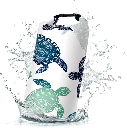 Miniatura 10 de Bolsa seca impermeable, con parte superior enrollable, tortuga marina, coral, estrella de mar, pequeña mochila impermeable de 5L/10L/20L, bolsas