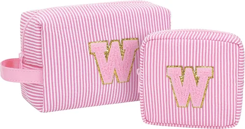 Miniatura 11 de MONSTINA Cesta de Pascua para adolescentes, bolsa de maquillaje con inicial, bolsa de cosméticos personalizada para niñas y mujeres, bonita bolsa