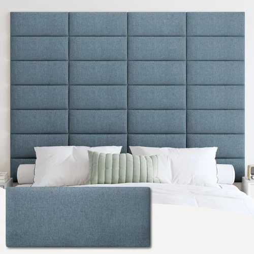 Miniatura 7 de IFNOW Cabecera tapizada para montar en la pared, paneles de pared 3D insonorizados, cabecero autoadhesivo para tamaño Queen, decoración del hogar