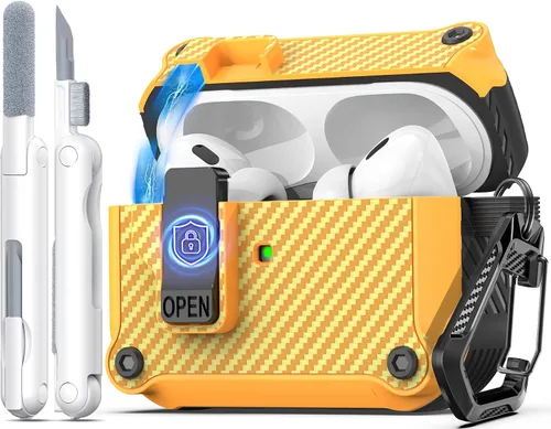 Miniatura 71 de R-fun - Funda para audífonos compatible con AirPods de 4.ª generación 2024, cubierta protectora de expulsión automática a prueba de caídas, puerto