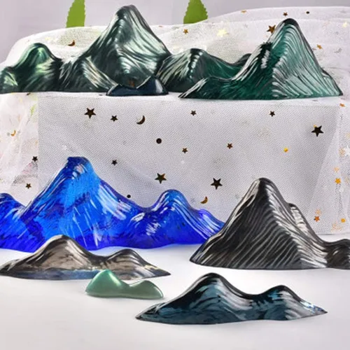 Miniatura 4 de 5 moldes de silicona de montaña, adornos de roca, molde de resina de roca, molde de fundición epoxi 3D, modelo de paisaje para pisapapeles, proyecto