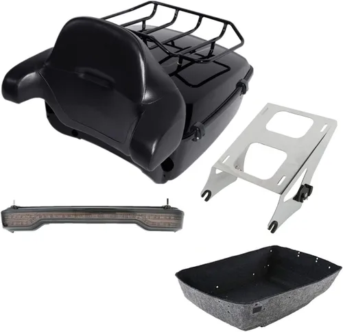 Miniatura 10 de TCMT King - Caja para maletero de motocicleta, almohadilla para respaldo, portaequipajes, altavoces, luces laterales, luz trasera para Harley