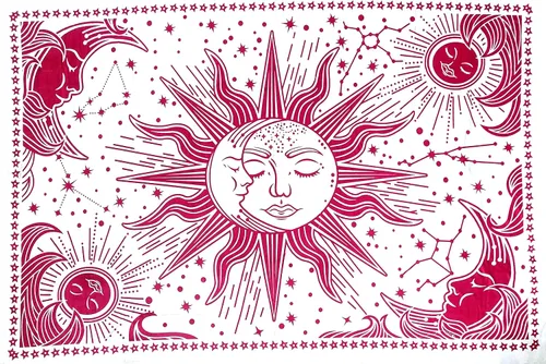 Miniatura 11 de ICC - Tapiz de sol y luna, tapiz de sol blanco y negro, sábana para colgar en la pared, decoración de habitación, tapices estéticos de arte místico